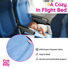 FIVESTARBABY seat back attachment system in use on a plane.