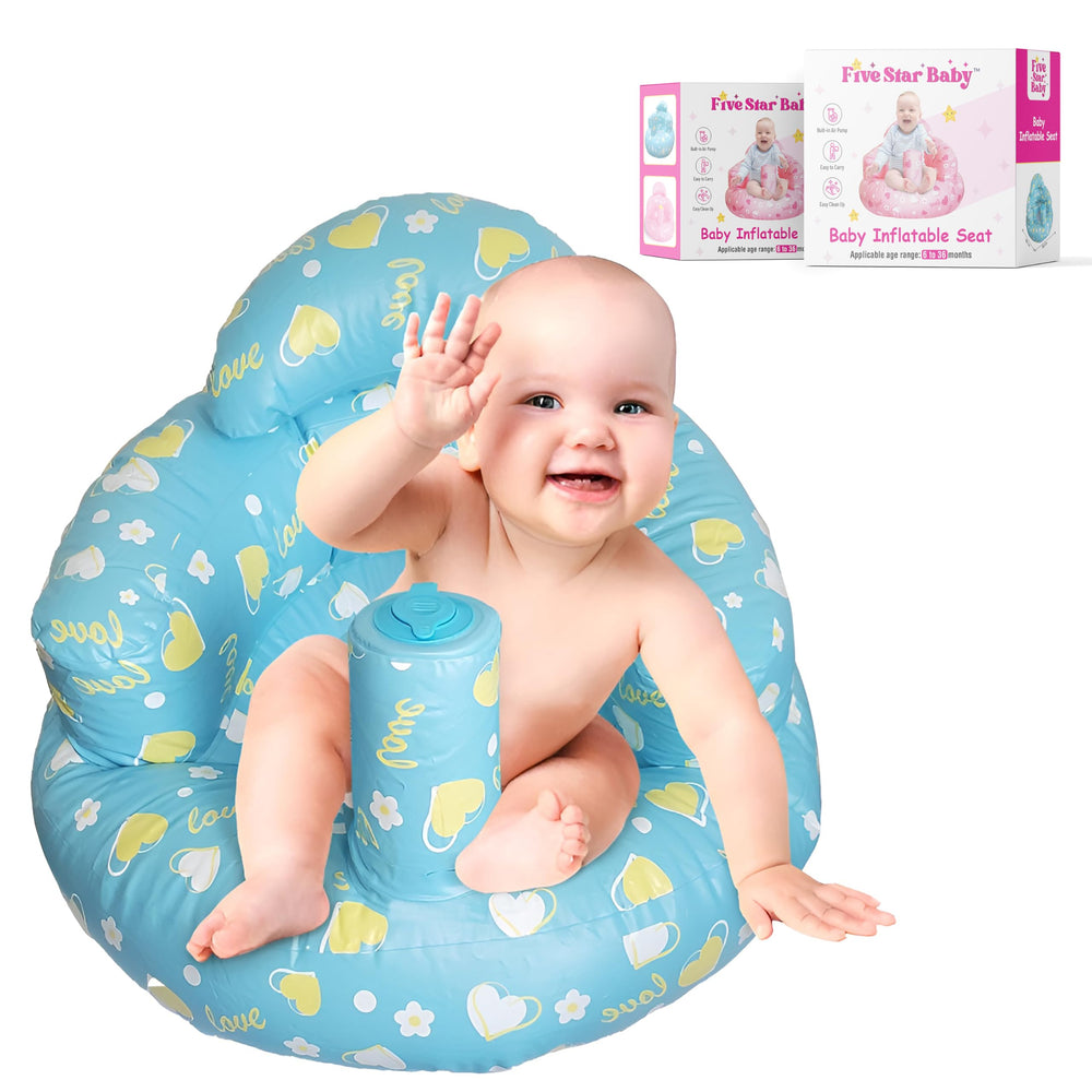 FIVESTARBABY inflatable sit-up seat blue front view supports upright play