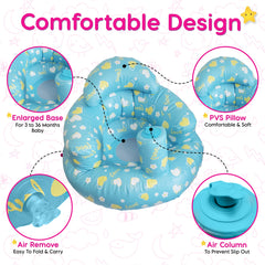 FIVESTARBABY blue inflatable seat in use offering soft support