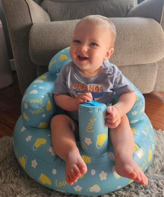 FIVESTARBABY blue sit-up seat inflates quickly for use