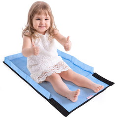 FIVESTARBABY toddler airplane bed setup on a seat for cozy rest.