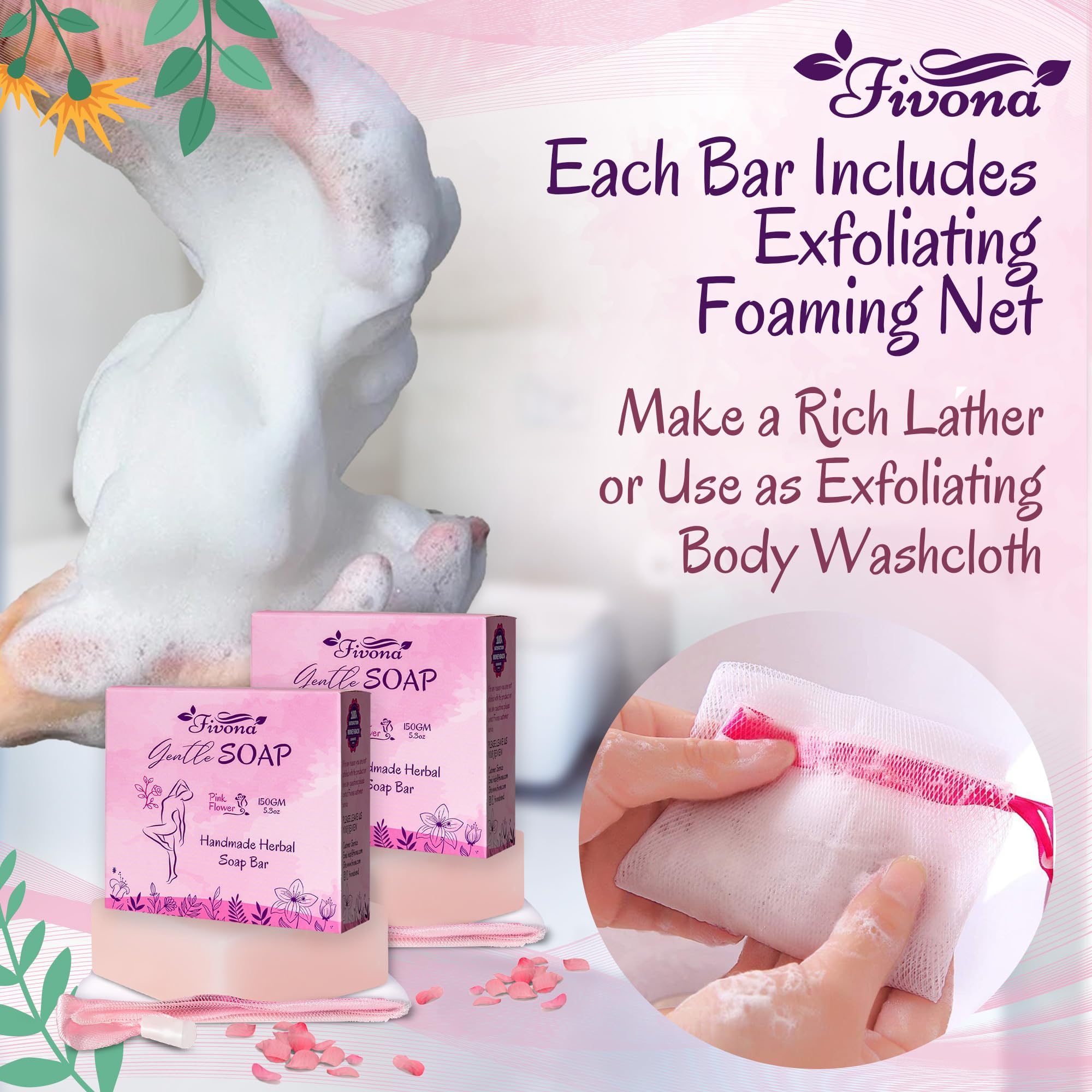 FIVONA natural ingredients line-up featuring aloe, rose, and jojoba for sensitive skin.