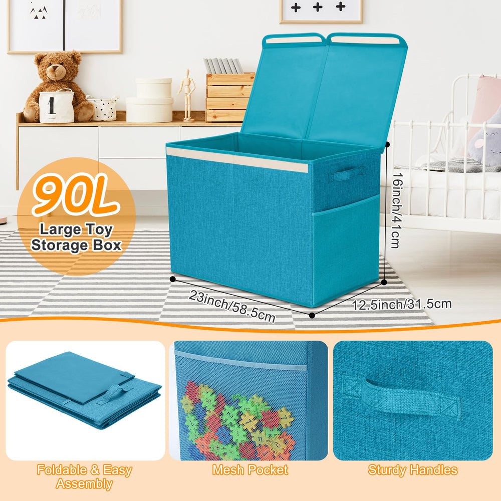 Fiwochic blue 11-inch cube storage bin for kids rooms.