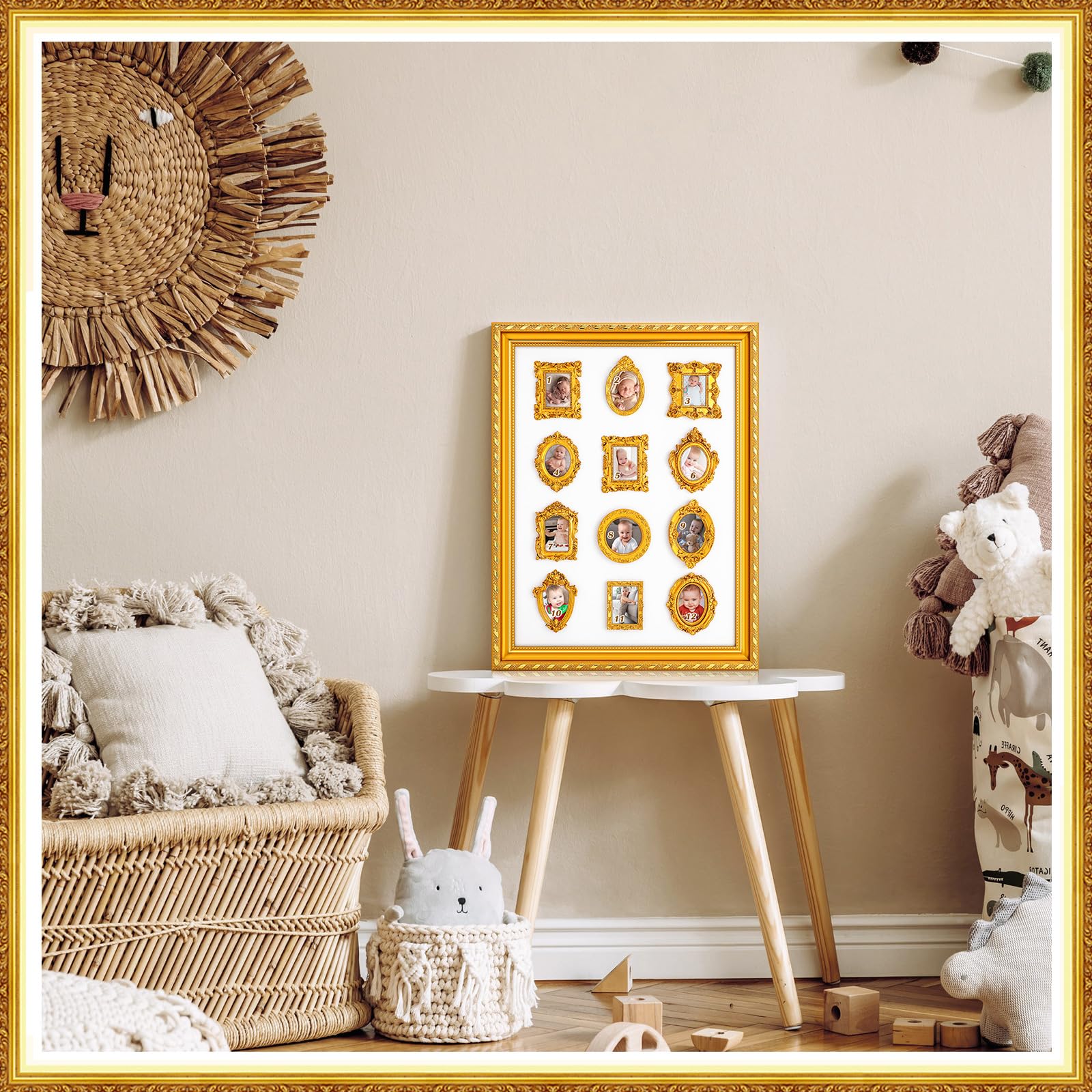 Fiwochic desktop display arrangement fits on dresser or shelf