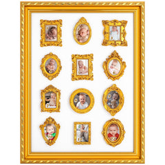 Fiwochic large gold photo board showing 12-month milestone layout for nursery decor