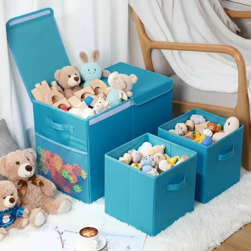 Fiwochic nursery playroom organization idea for clutter control.
