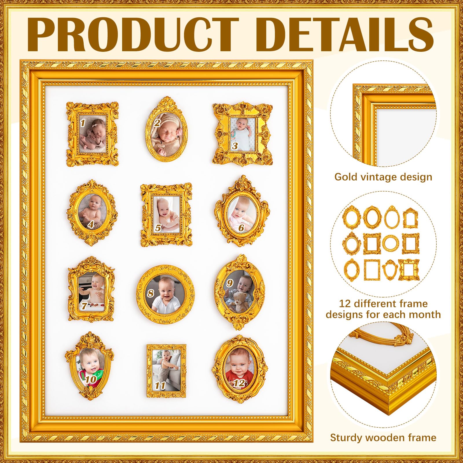 Fiwochic photo timeline presents newborn to 12 months in a cohesive layout