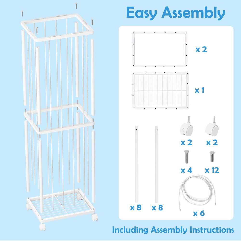 Vertical storage highlights capacity and easy display.