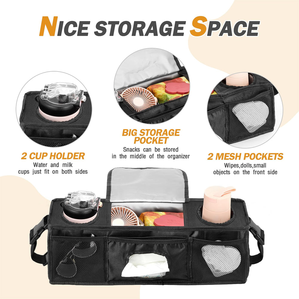 Fizentia parent console central storage shows roomy pocket for essentials.