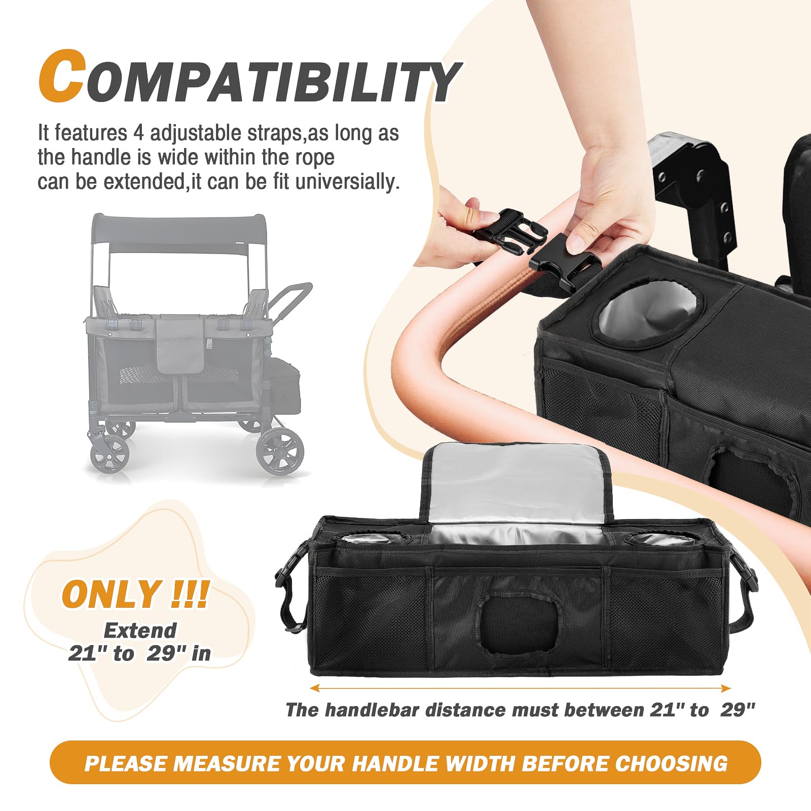 Fizentia parent console waterproof 600D nylon resists spills and wear.