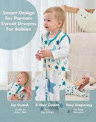 FJORHAL bamboo sleep sack with tog 1.0 for year-round warmth