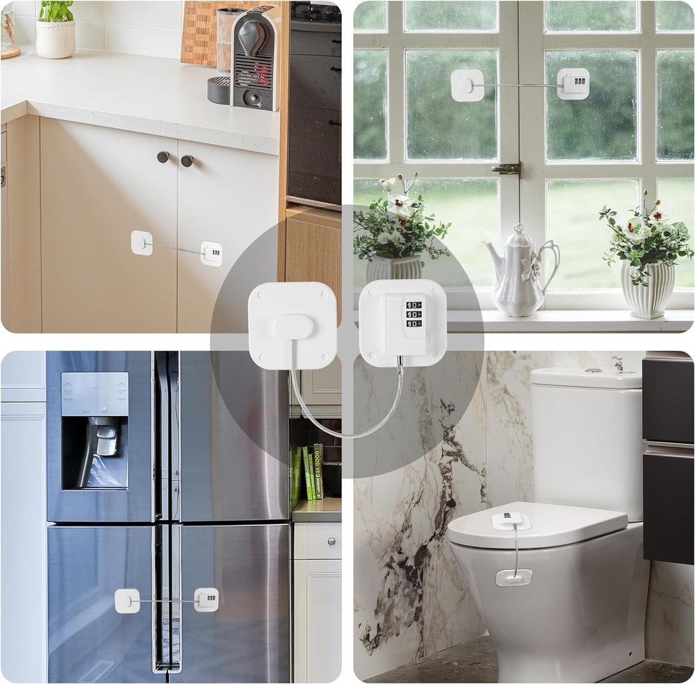 FKTUV multiuse locks on kitchen drawer illustrate flexible child safety and organization.