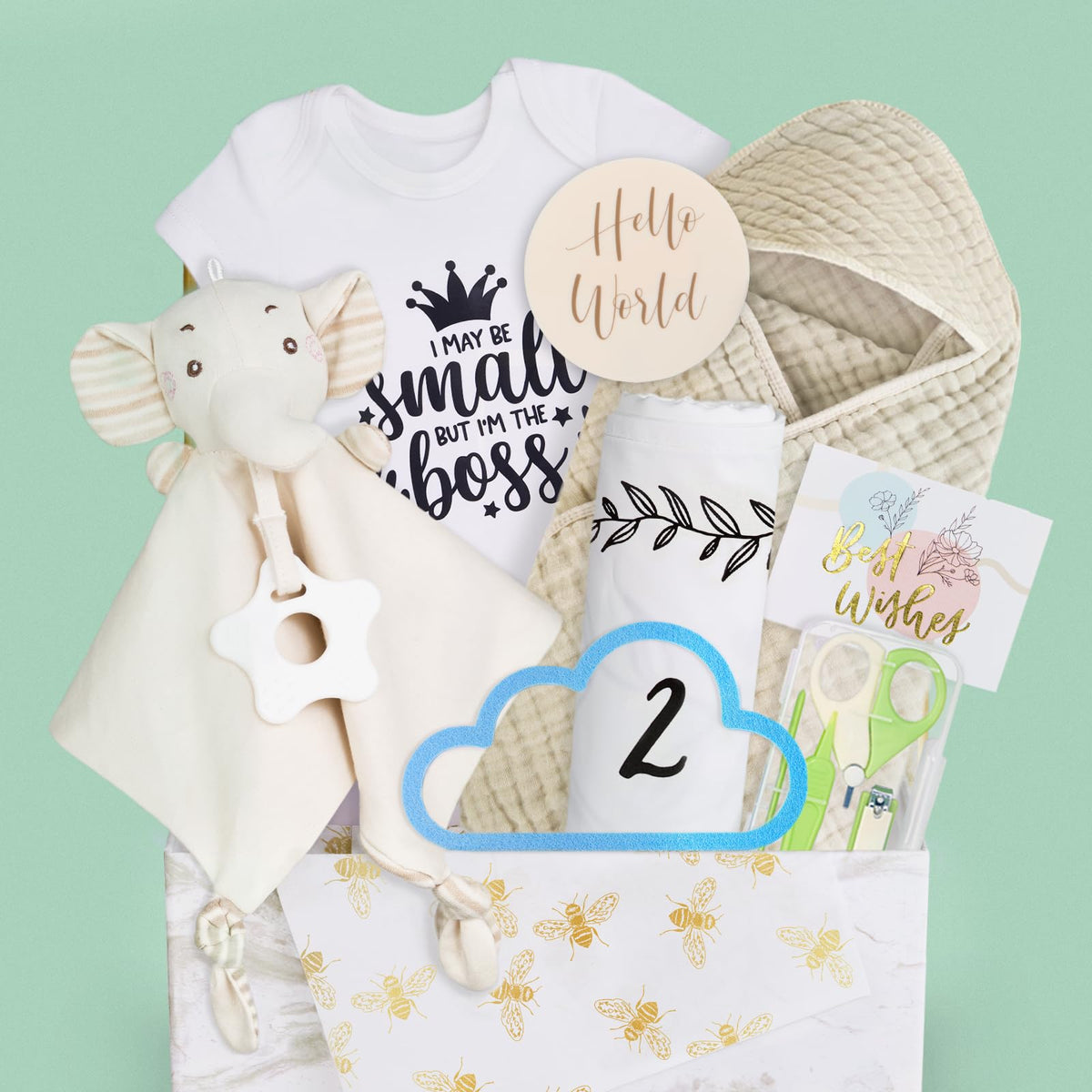 FLAIR GIFTS 8pc gender reveal gift set box, premium packaging for new parents