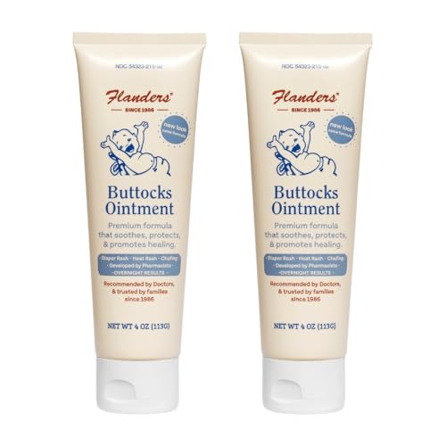 Flanders Buttocks Ointment diaper rash cream tube 4oz providing quick relief and protection for irritated skin.
