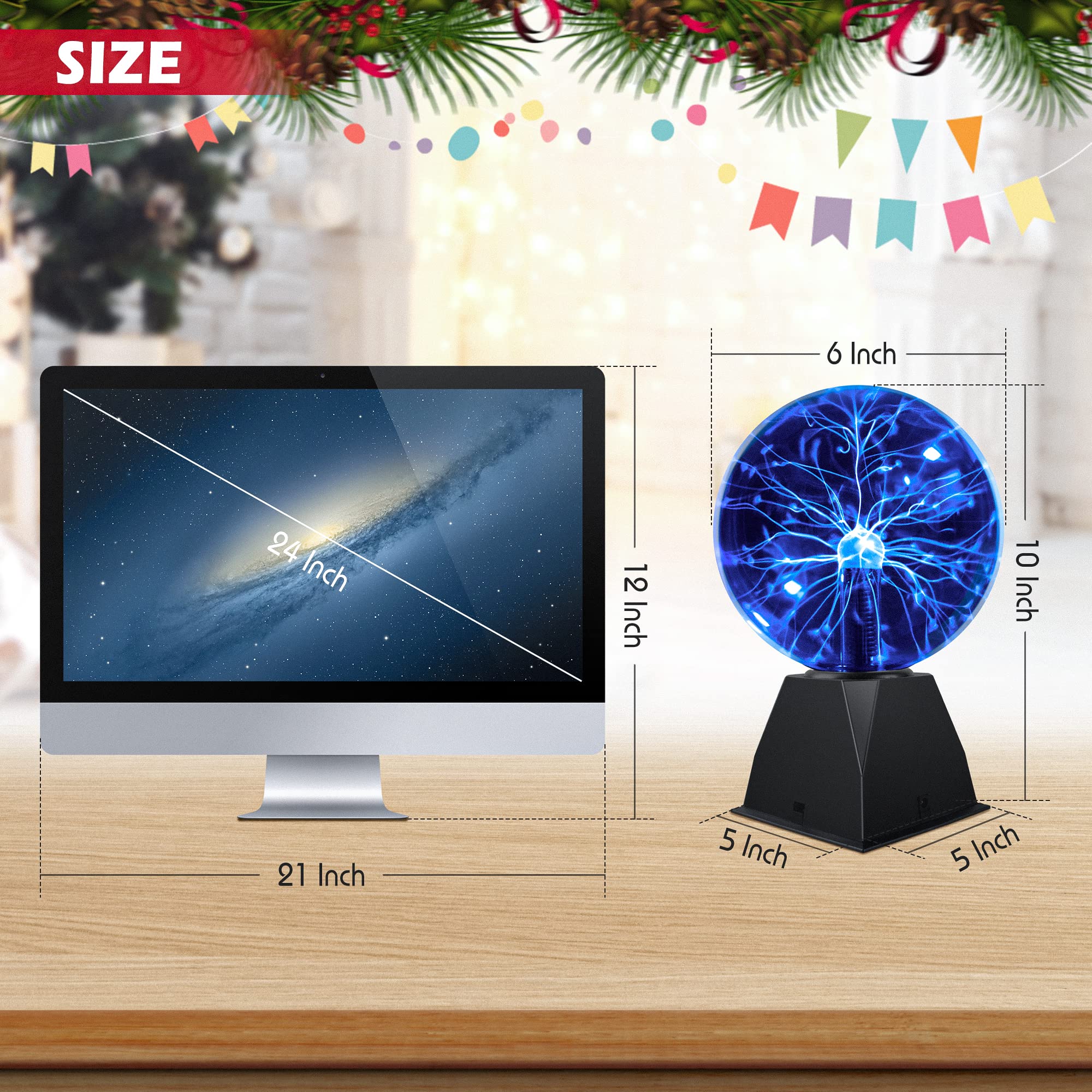 Flashmen plasma ball 6-inch blue display stands out in any space.