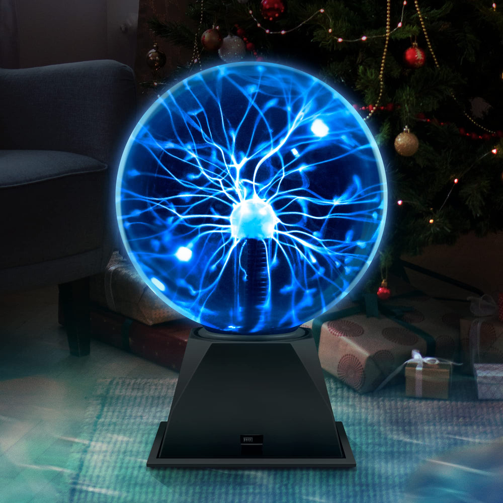 Flashmen plasma ball interaction close-up shows touch-responsive light.