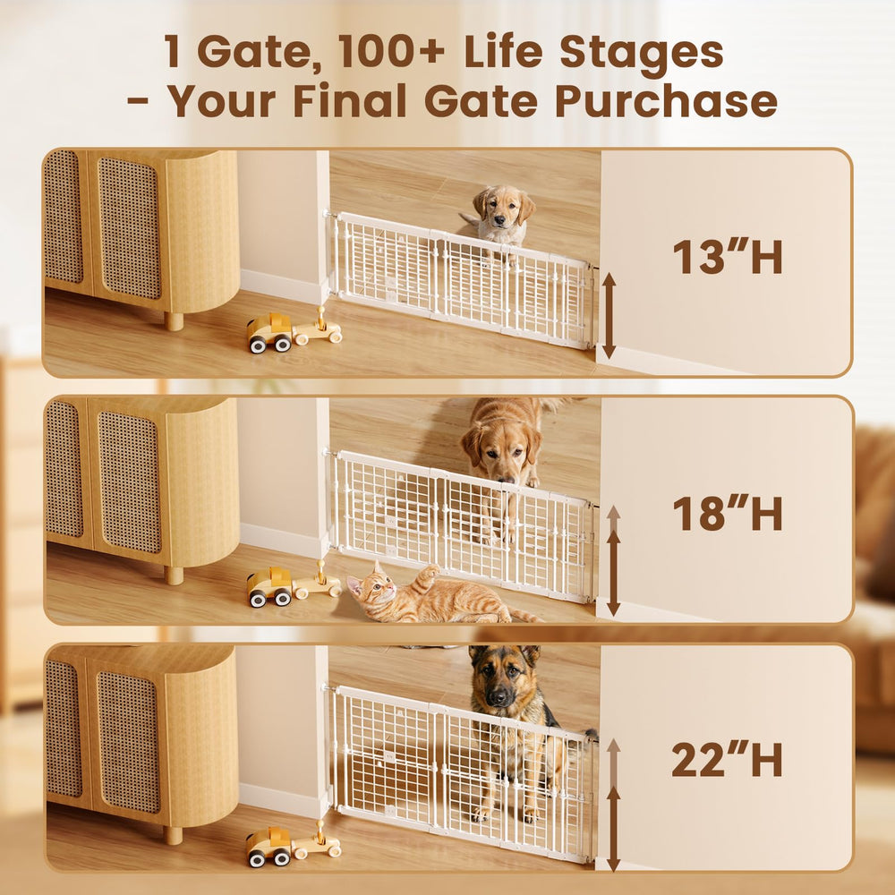 Fldofaves metal frame plastic mesh gate resists scratching and keeps pets secure