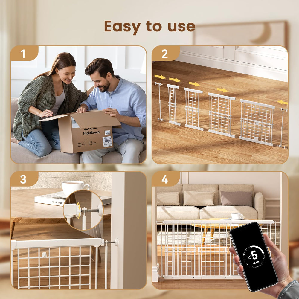 Fldofaves pressure-mount safety gate stays secure on stairs and doorways