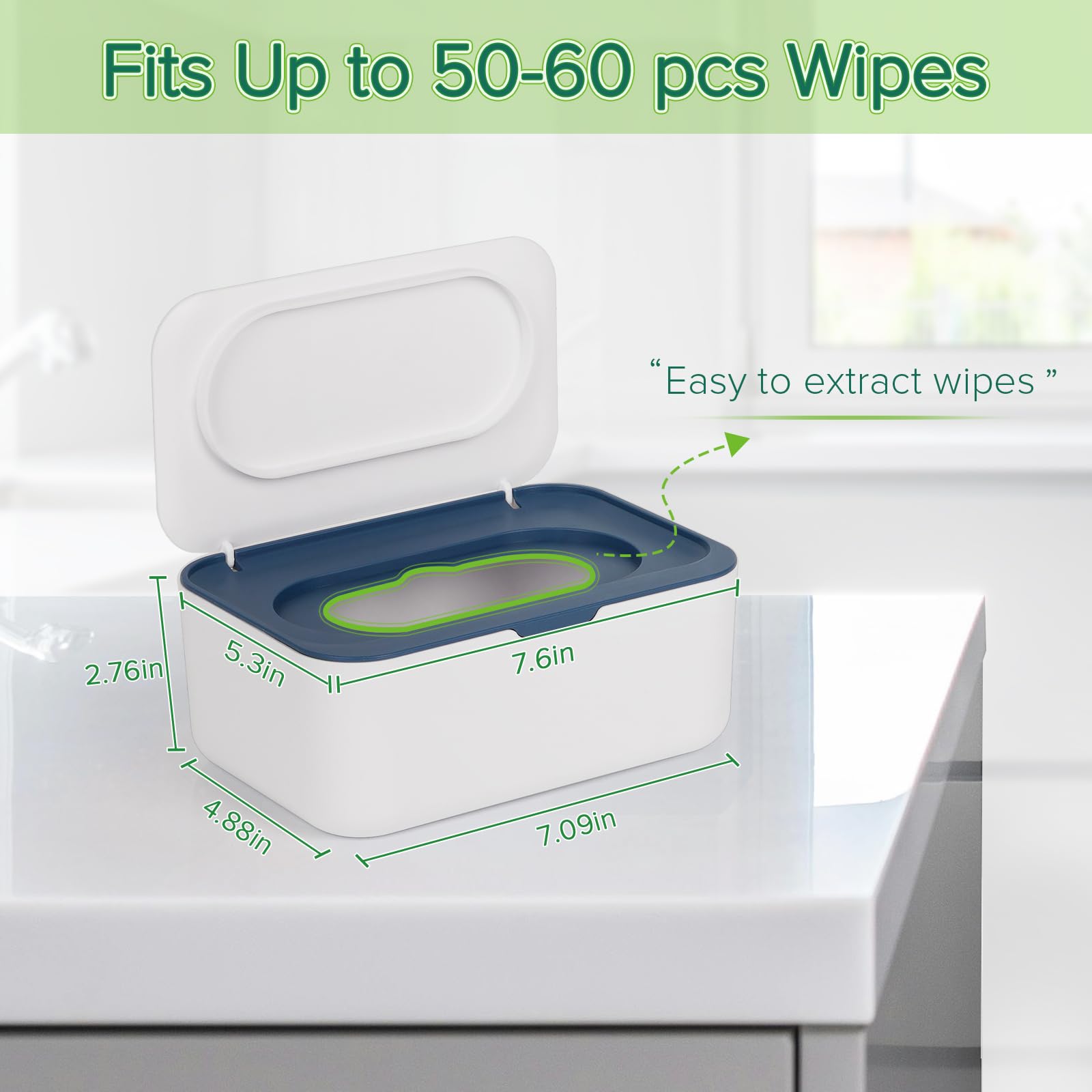 Flenpptly blue lid open demonstrates easy one-handed access to wipes.