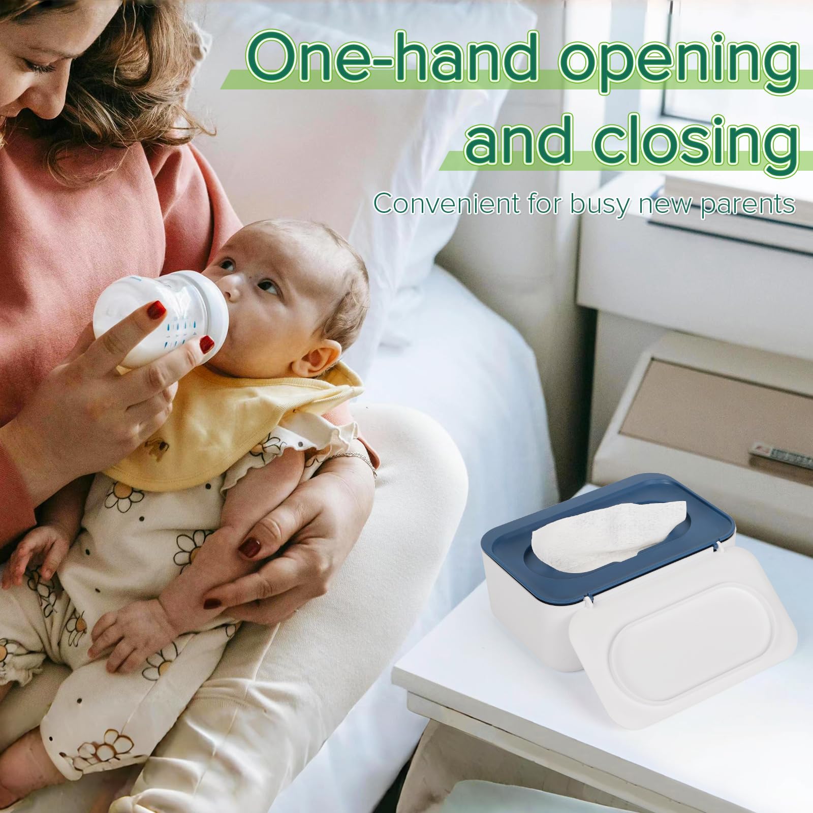 Close-up of wide mouth opening on the Flenpptly wipes container.
