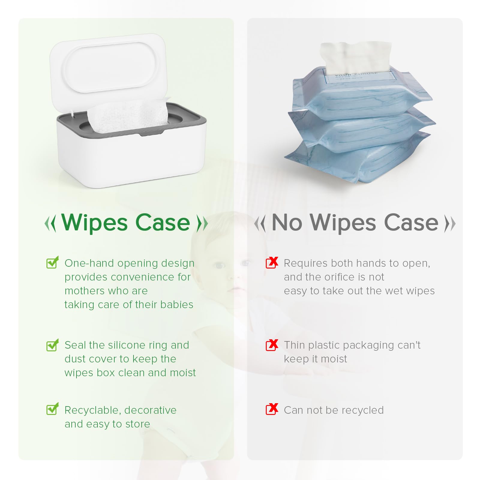 Flenpptly baby wipes dispenser gray moisture seal keeps wipes fresh for longer use.