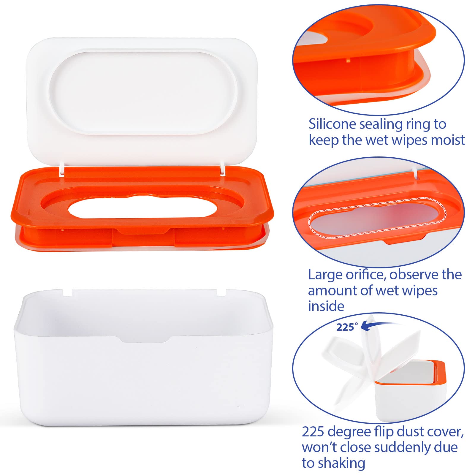 Flenpptly baby wipes dispenser inside view orange demonstrates ample capacity.