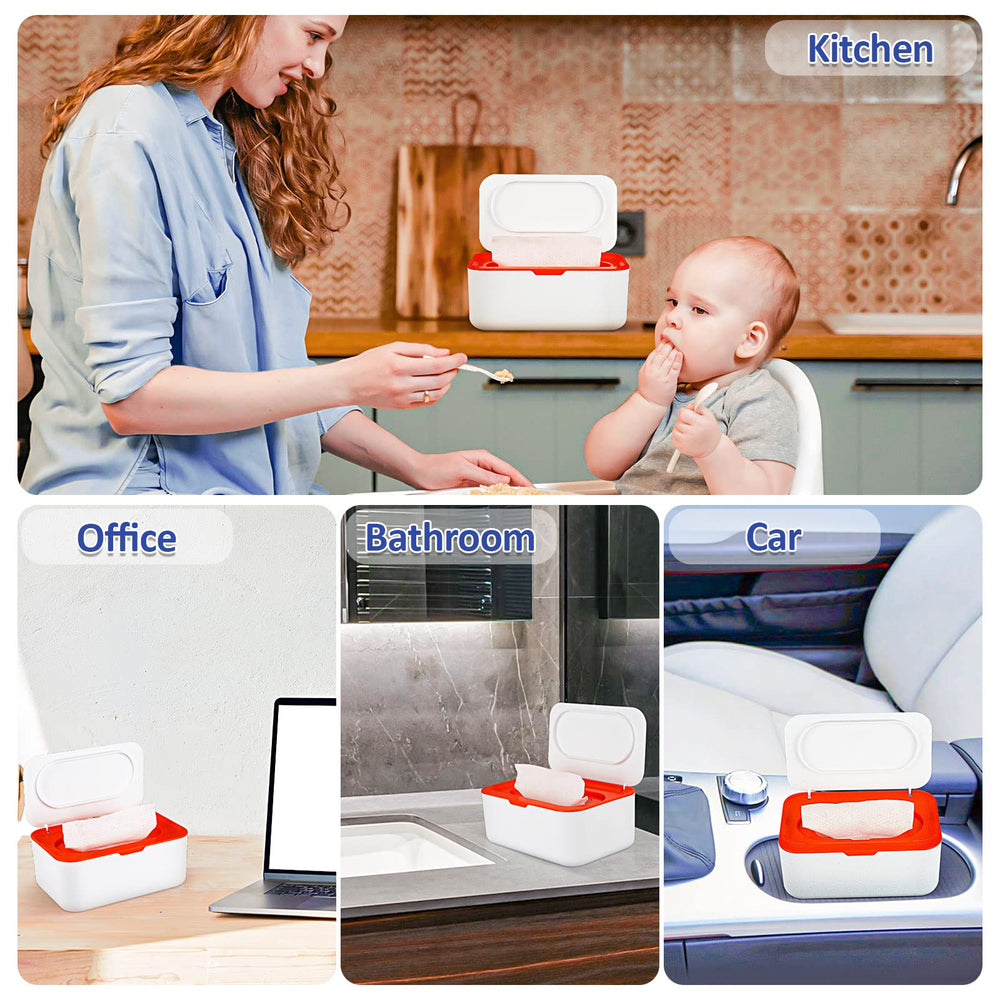 Flenpptly baby wipes dispenser standalone orange blends with bathroom decor.