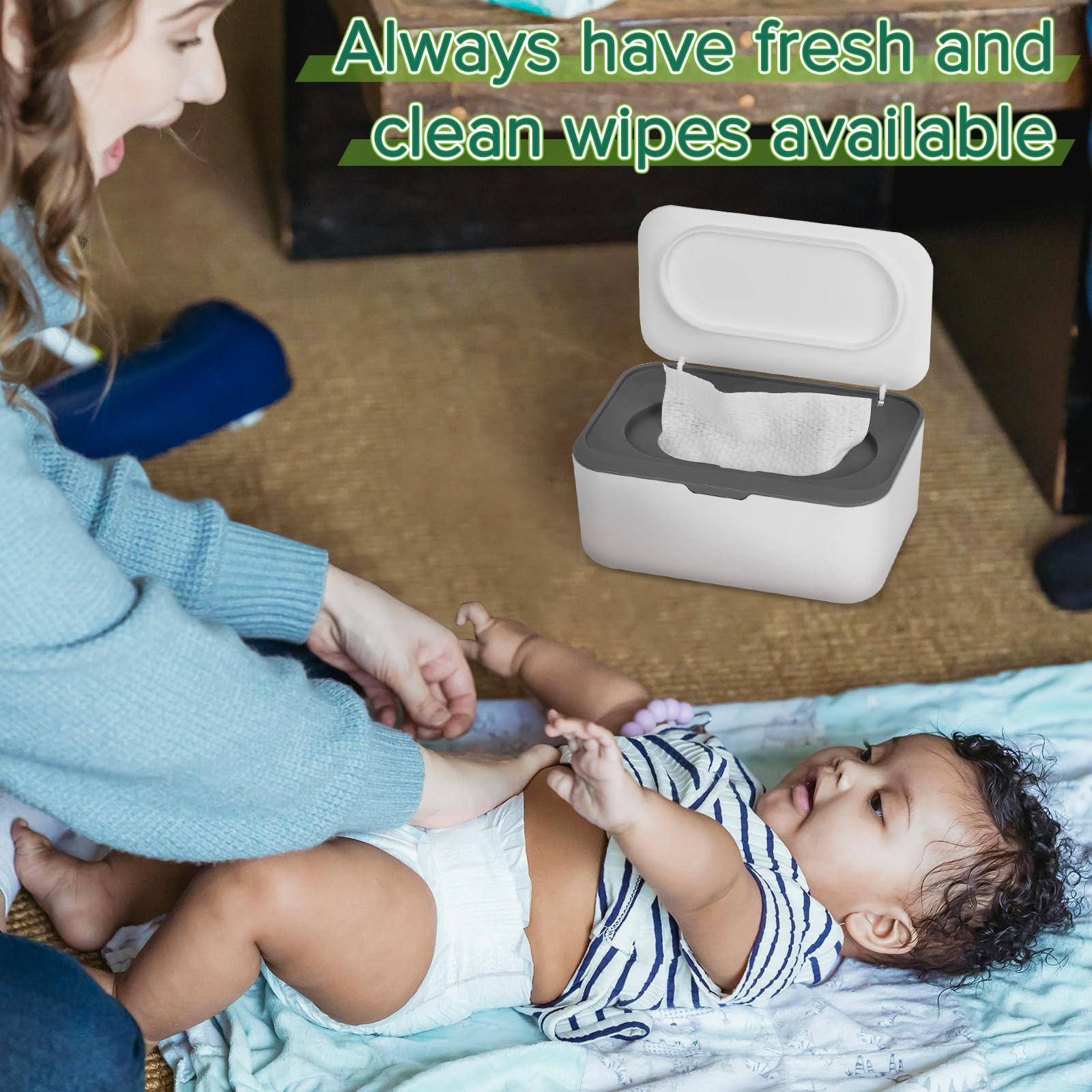 Flenpptly wipes-count view gray container helps monitor remaining wipes visually.