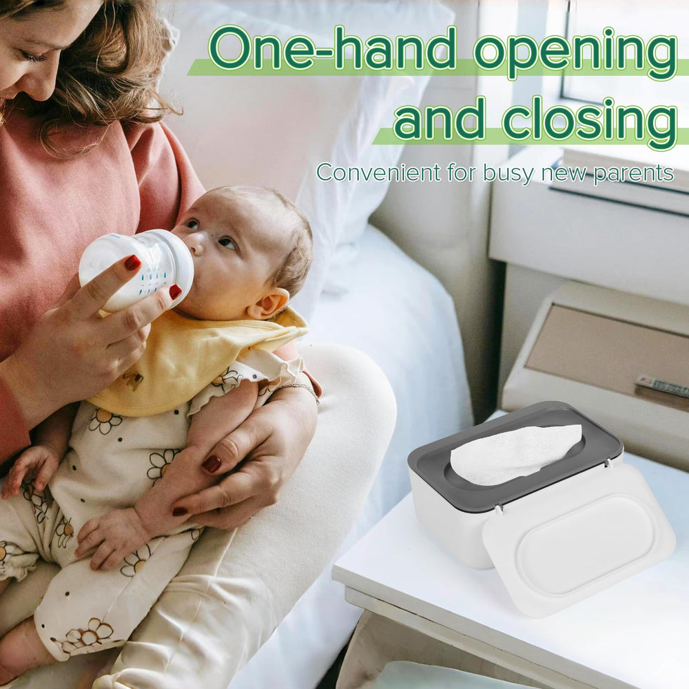 Flenpptly wipes dispenser holds up to eighty wipes in gray