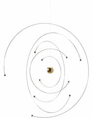 Flensted Mobiles Niels Bohr atom model mobile, 9-inch steel, balanced for modern decor.