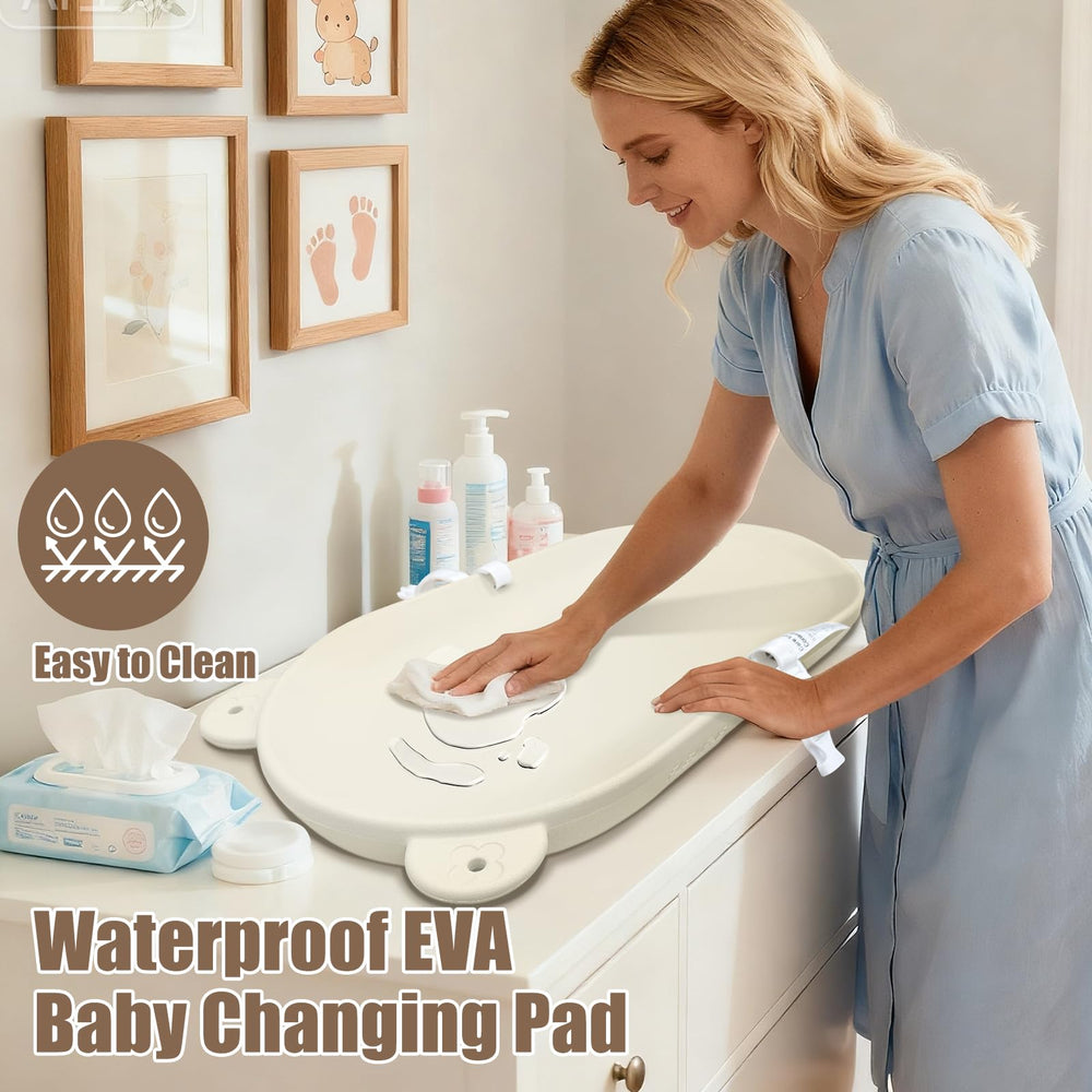 FLEUFAB changing pad with non-slip bottom for stable diaper changes.