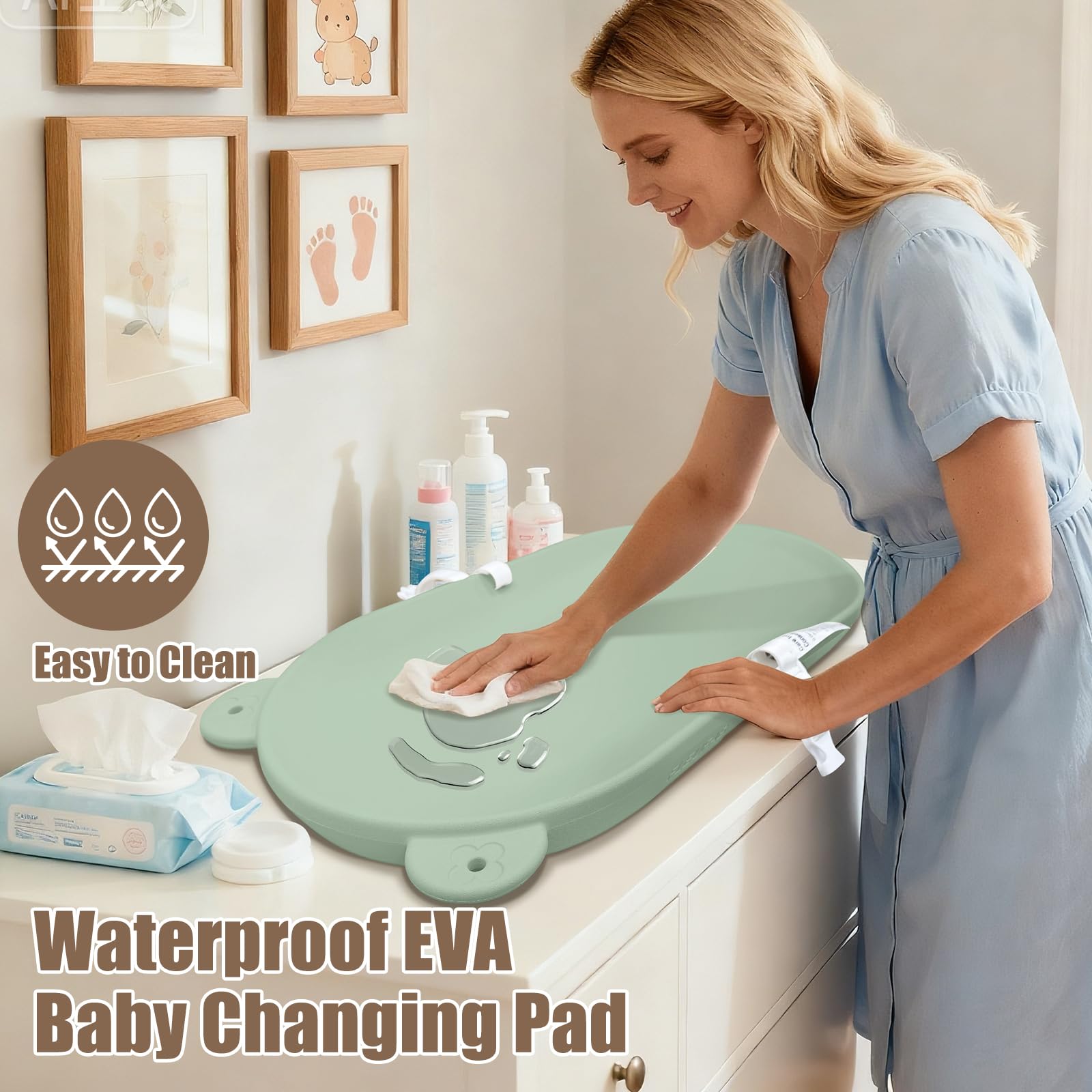 FLEUFAB changing pad waterproof material for quick cleanup