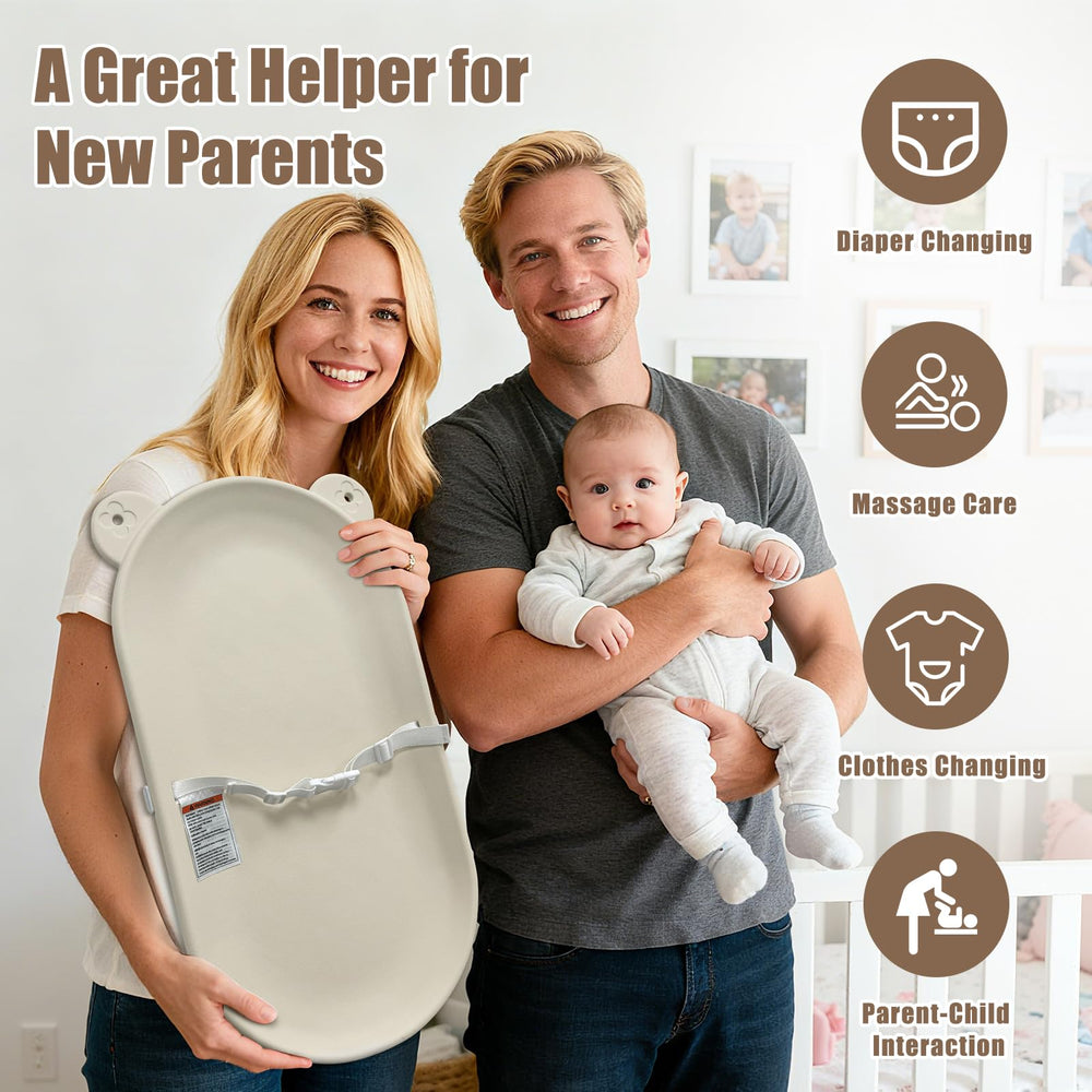 FLEUFAB changing pad in Oat finish complements nursery decor.