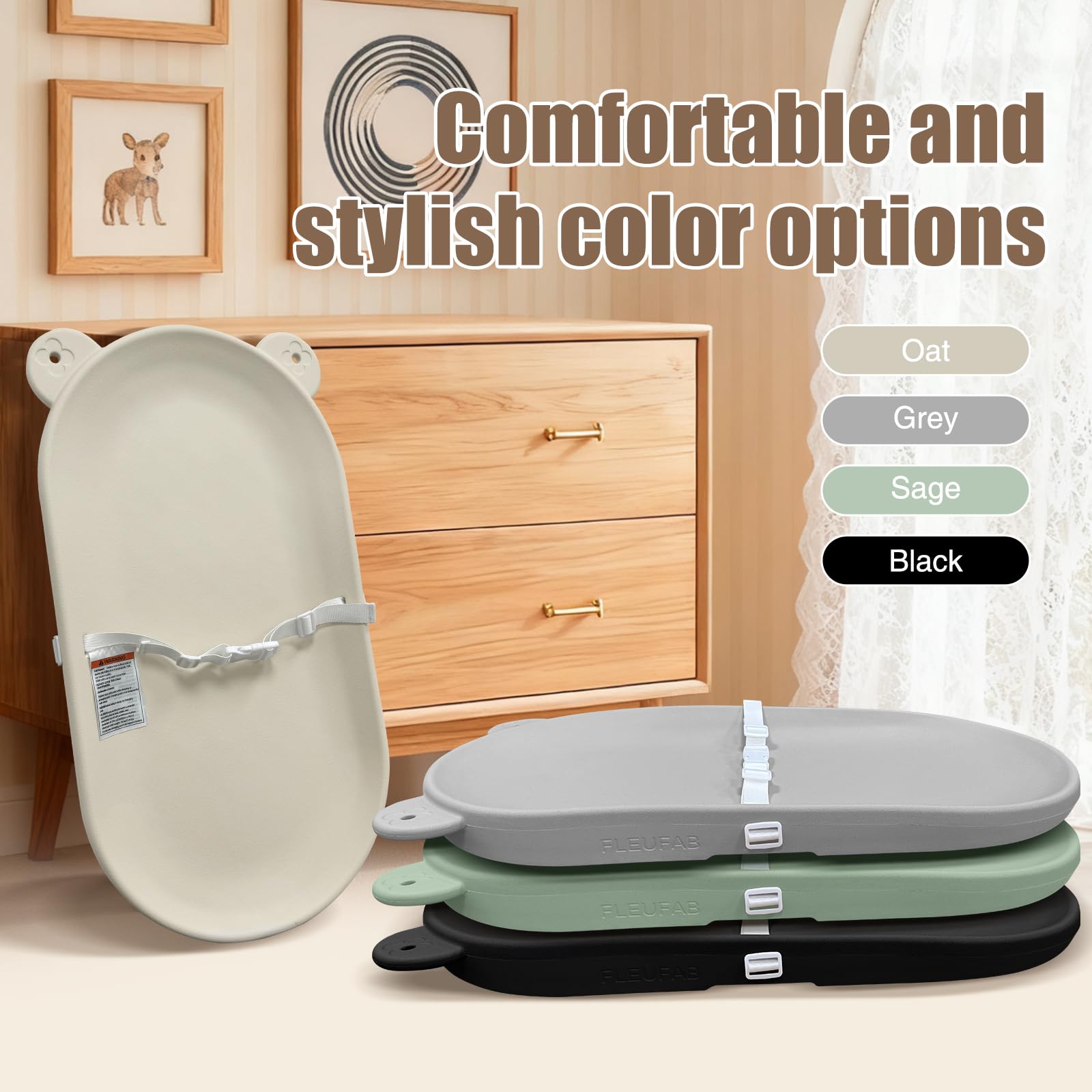 FLEUFAB portable changing pad ideal for home and travel.