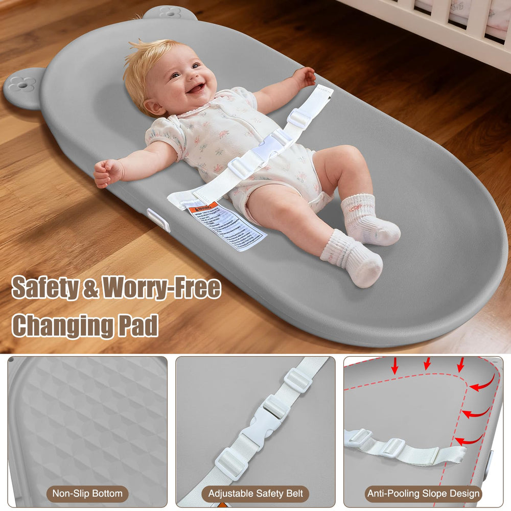 FLEUFAB wipeable changing pad enables quick cleanup after messes