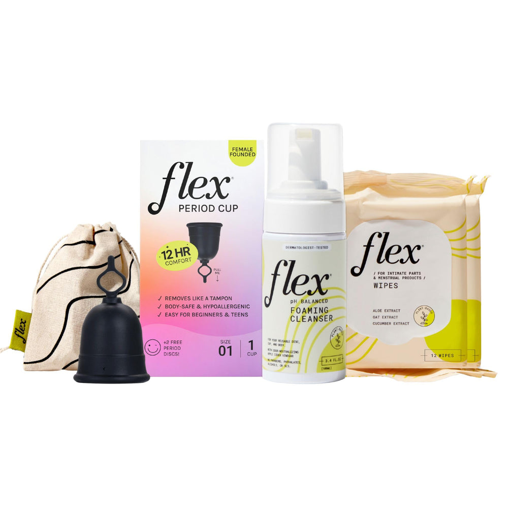 Flex Cup Size 01 with pull-tab design for easy removal.