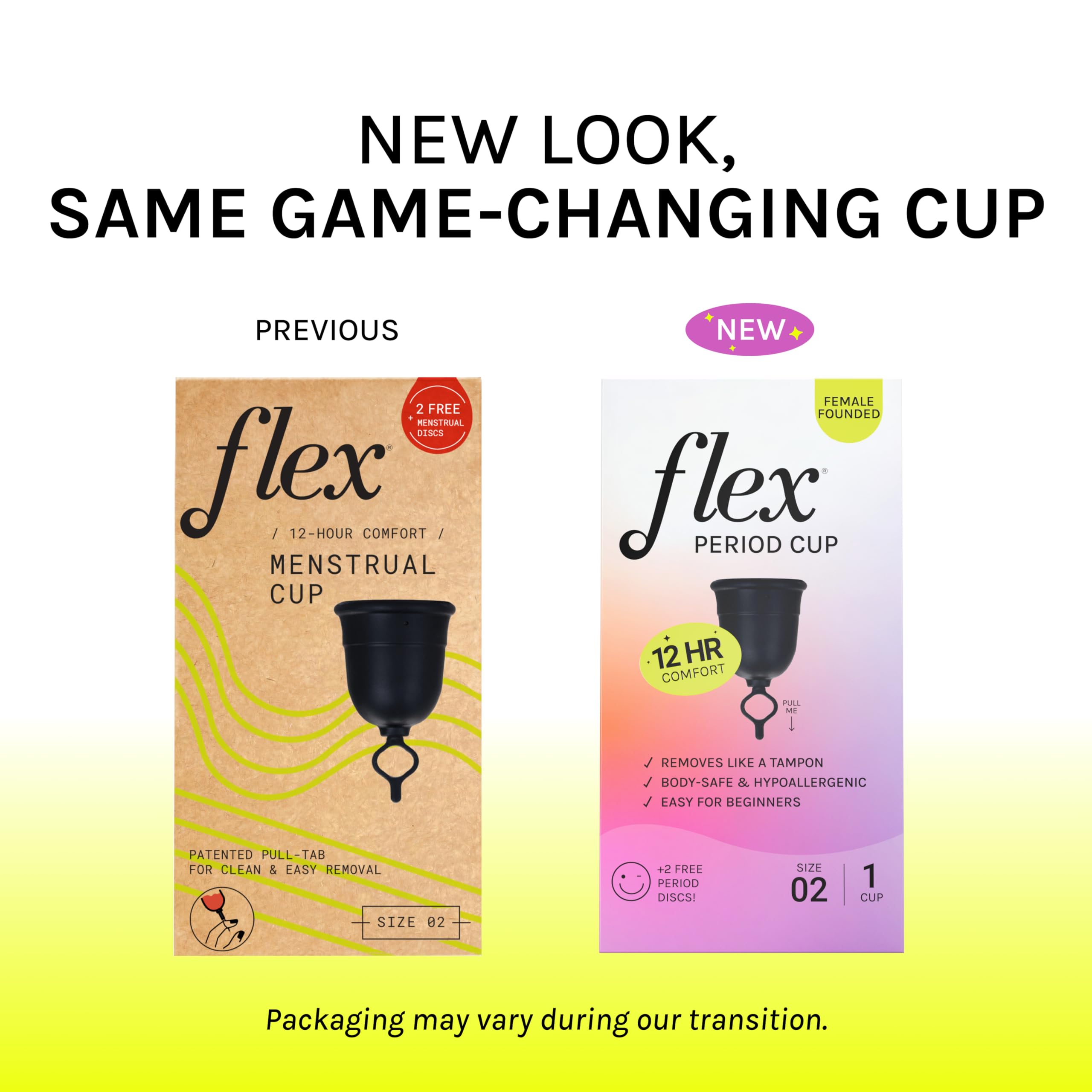 Flex Cup pull-tab demonstration enabling easy removal.