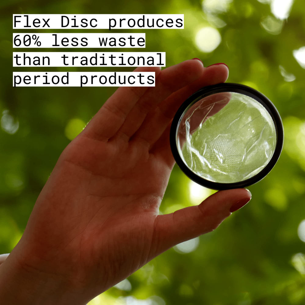 Flex Disc capacity visual emphasizes all-day wear and high absorption potential.