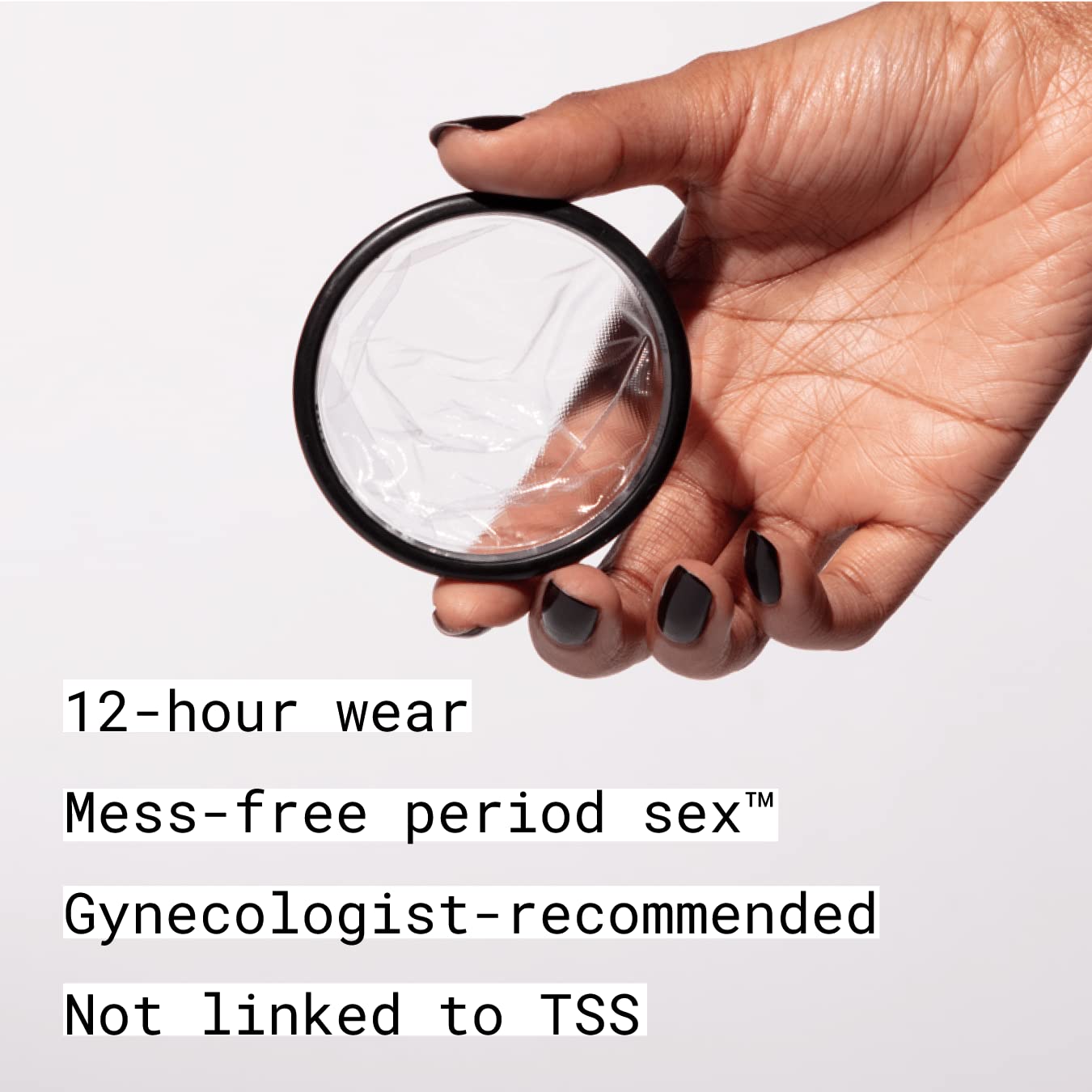 Flex Disc worn during swimming and active moments for leak protection.