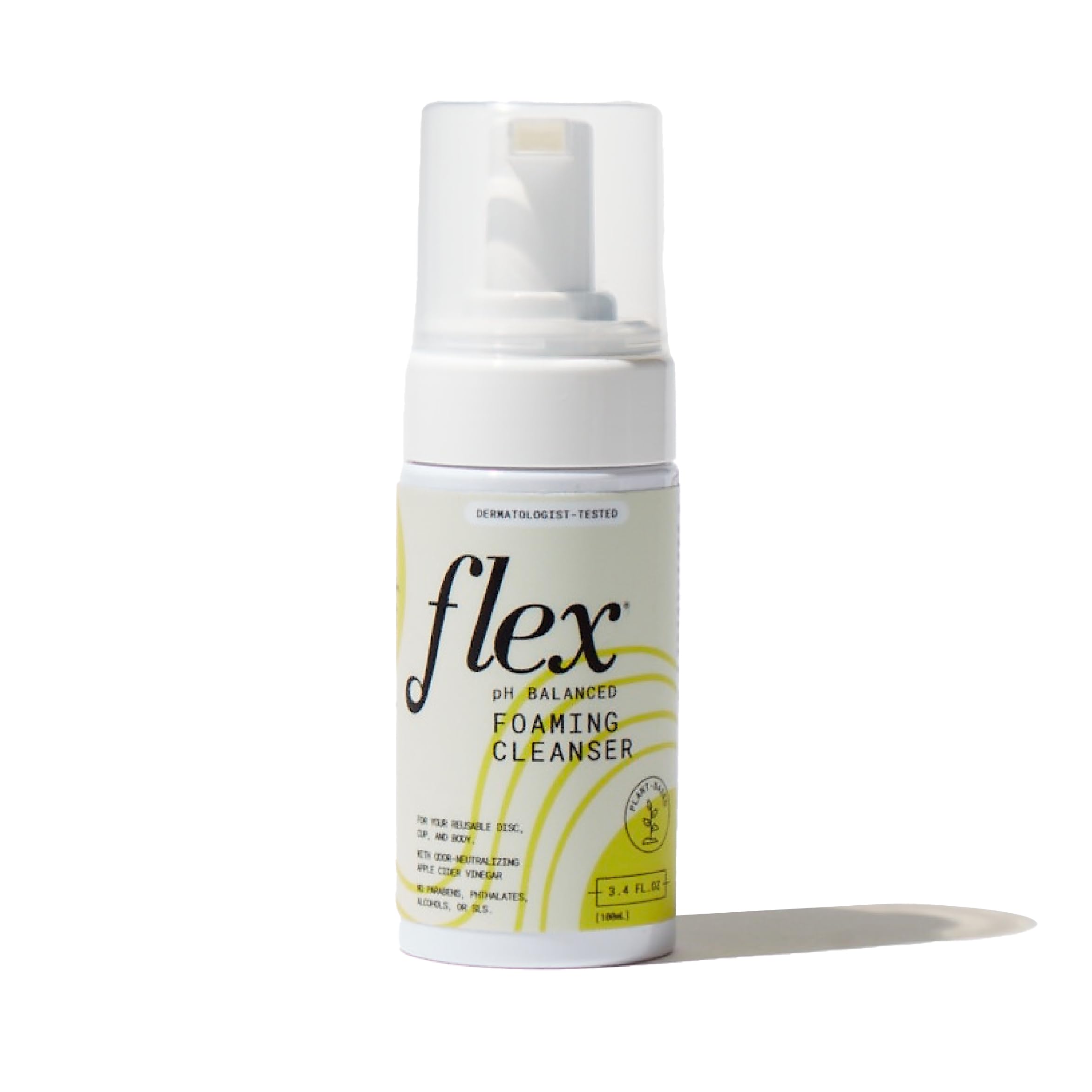 FLEX Foaming Cleanser bottle pump for gentle cleansing of skin and cups.