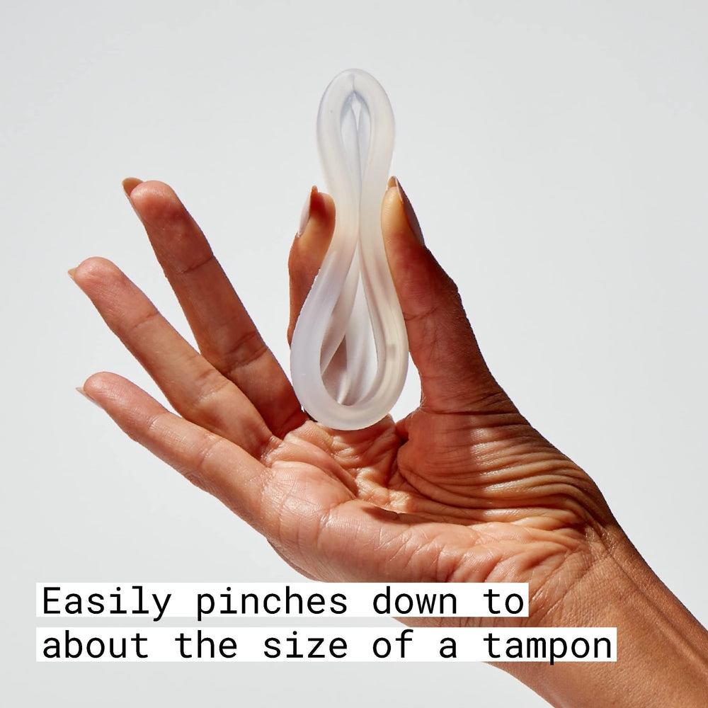 FLEX reusable disc made from medical-grade silicone for comfortable wear.