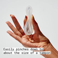 FLEX reusable disc made from medical-grade silicone for comfortable wear.