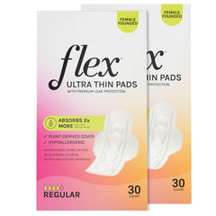 FLEX Ultra Thin Pads with Wings pack-front view showing fragrance-free protection
