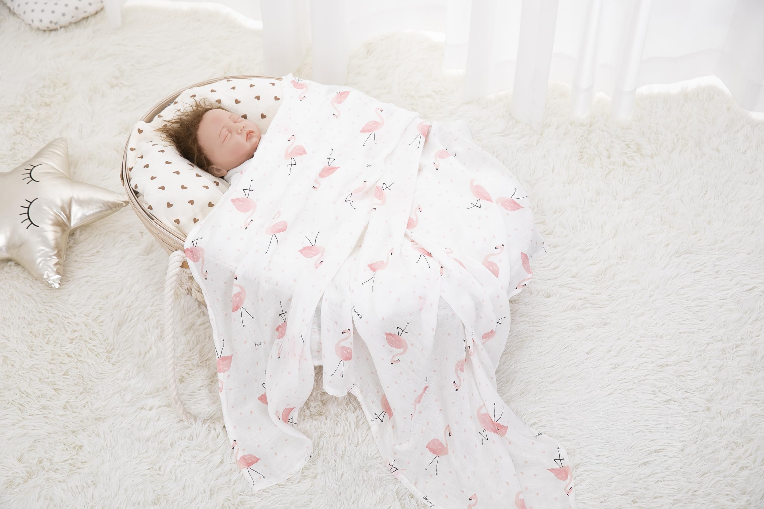 Machine-washable Flexora Pink Dreams swaddle retaining softness after washes.