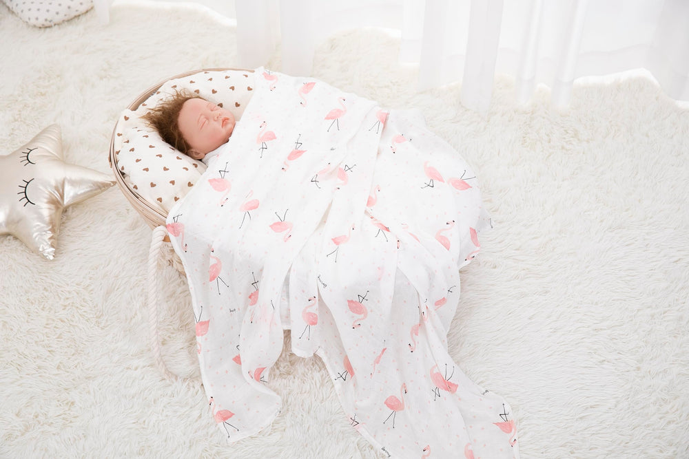 Machine-washable Flexora Pink Dreams swaddle retaining softness after washes.