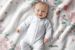 FLHRSM milestone blanket with flowers pattern for cute monthly photos