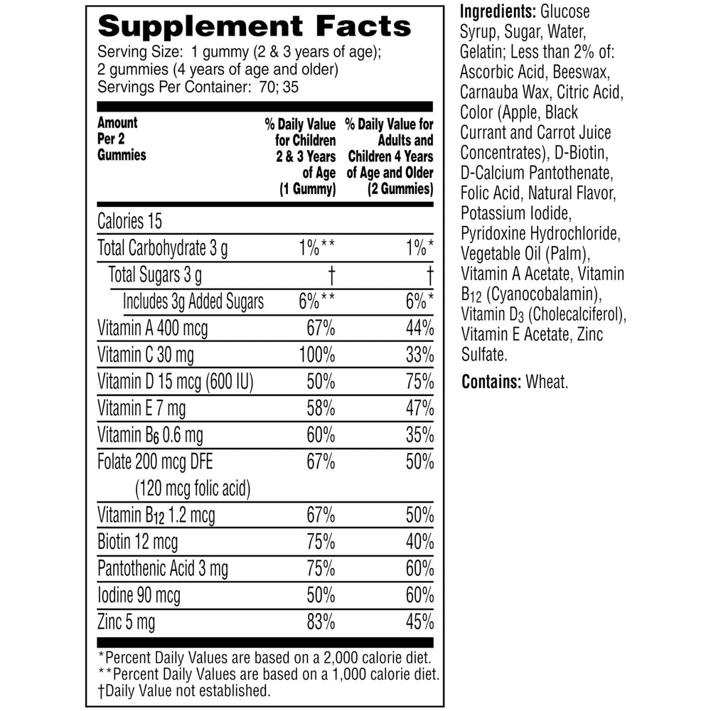 Allergen-free claim badge visible on Flintstones gummies packaging
