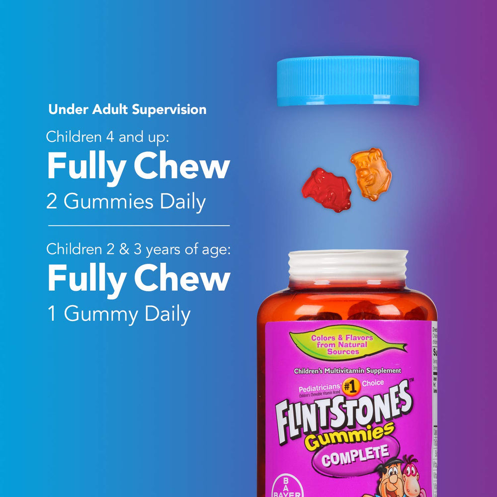 Flintstones Complete Gummies raspberry flavor showing kid-friendly texture