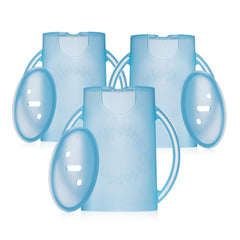Flipping Holder blue 3-pack side view demonstrates compact, travel-friendly snack organizer for kids.