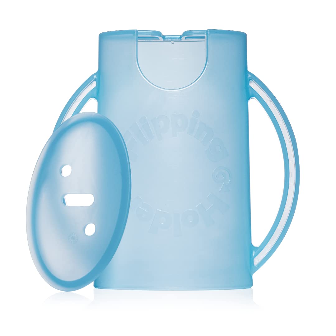 Flipping Holder pouch holder with ergonomic handles for mess-free snacks.